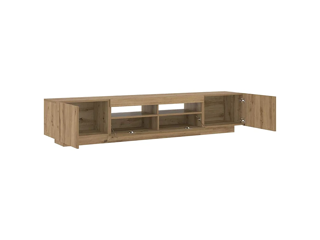 Meuble TV avec lumières LED chêne artisanal bois d'ingénierie
