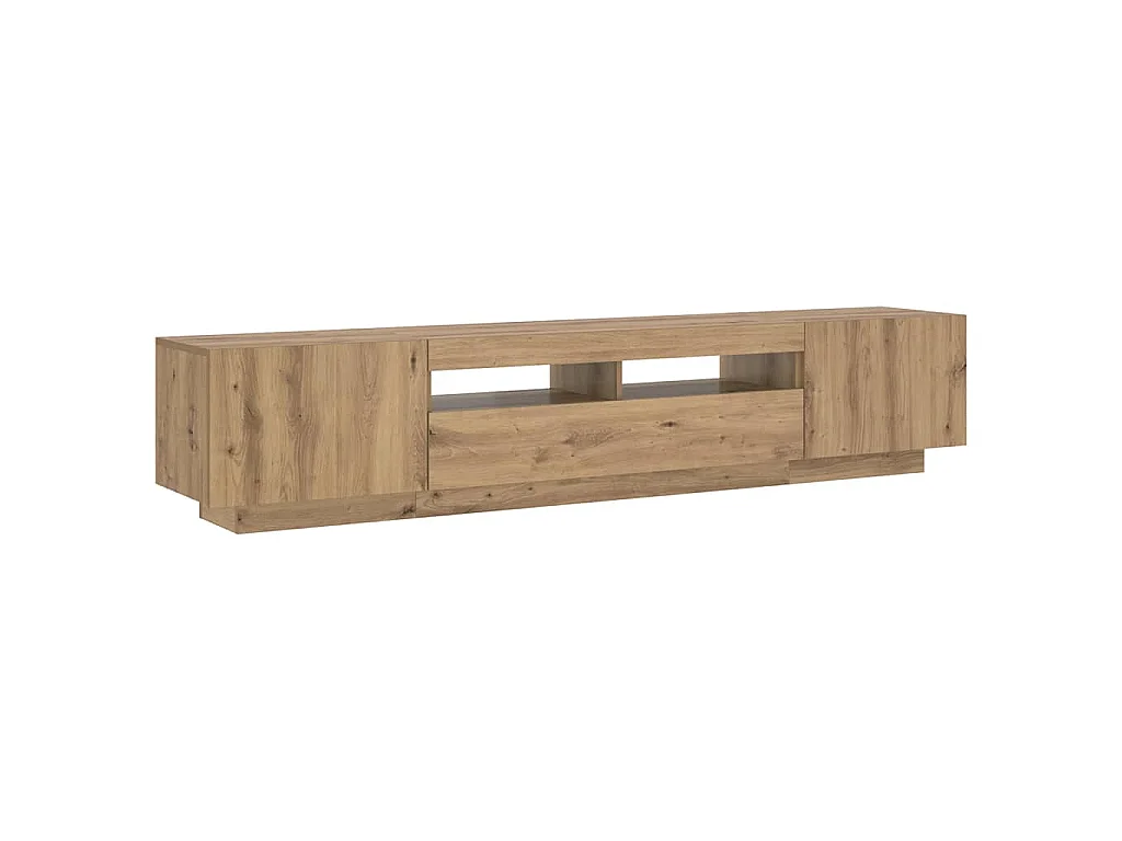 Meuble TV avec lumières LED chêne artisanal bois d'ingénierie