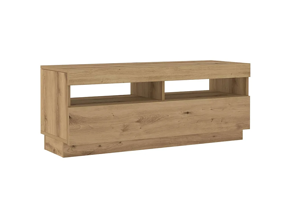 Meuble TV avec lumières LED chêne artisanal bois d'ingénierie