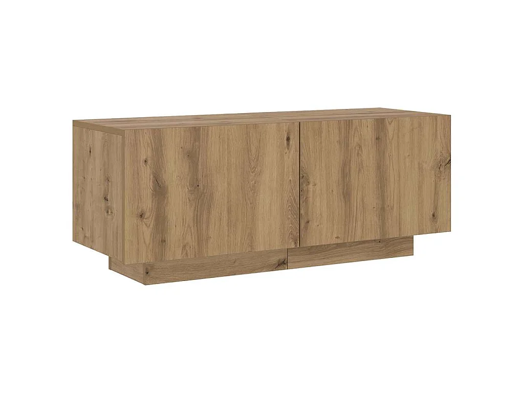 Meuble TV avec lumières LED chêne artisanal bois d'ingénierie