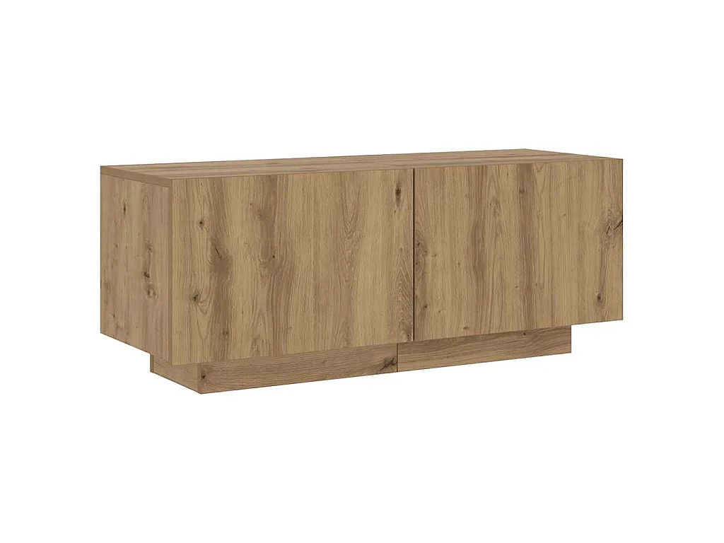 Meuble TV avec lumières LED chêne artisanal bois d'ingénierie