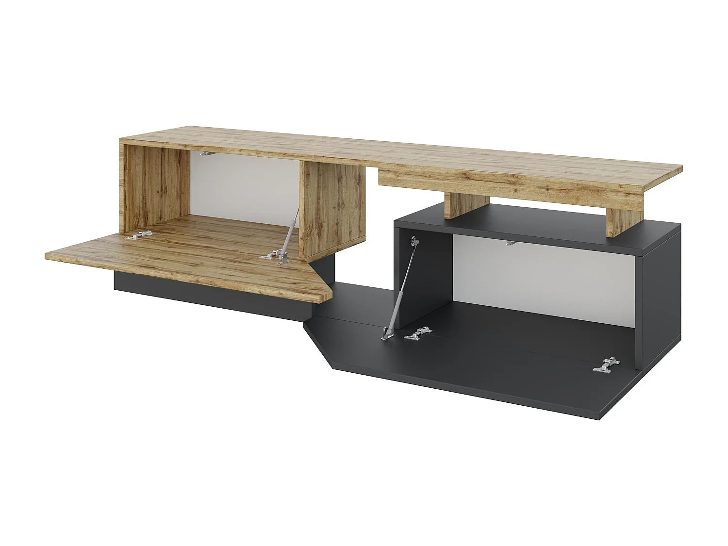 Meuble TV Comfivo Daldune 100, Anthracite|Chêne wotan, Le nombre de portes: 2, 160x47cm