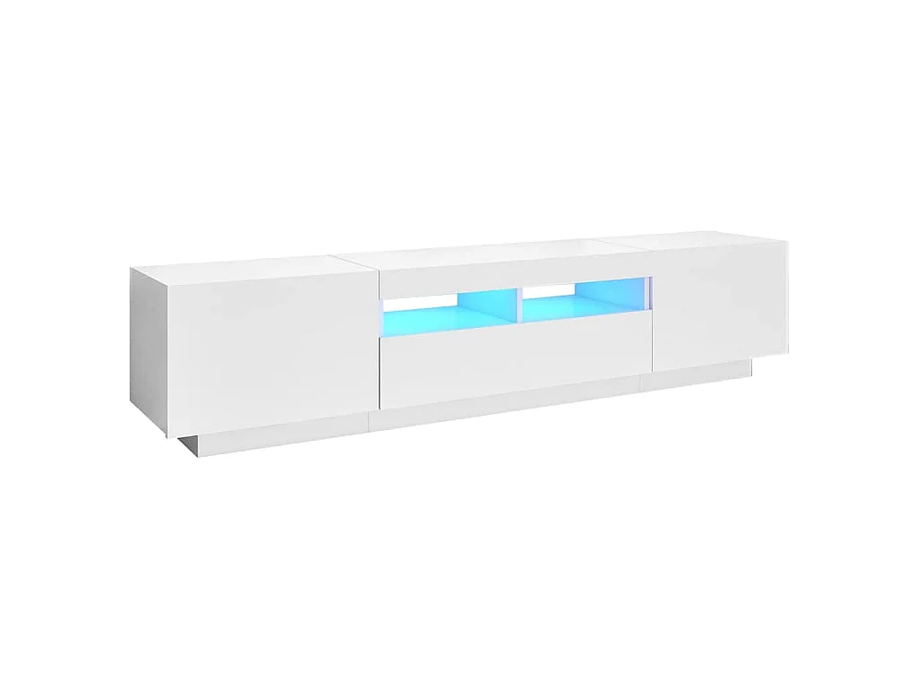 Meuble TV avec lumières LED Blanc 180x35x40 cm
