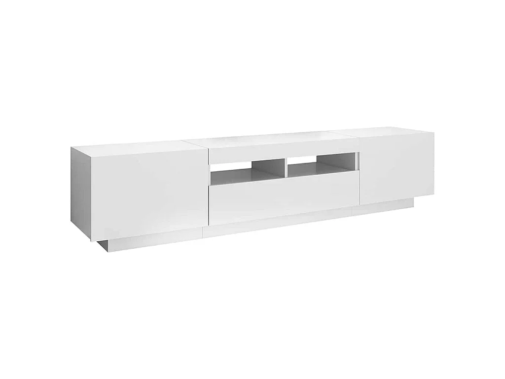 Meuble TV avec lumières LED Blanc 180x35x40 cm