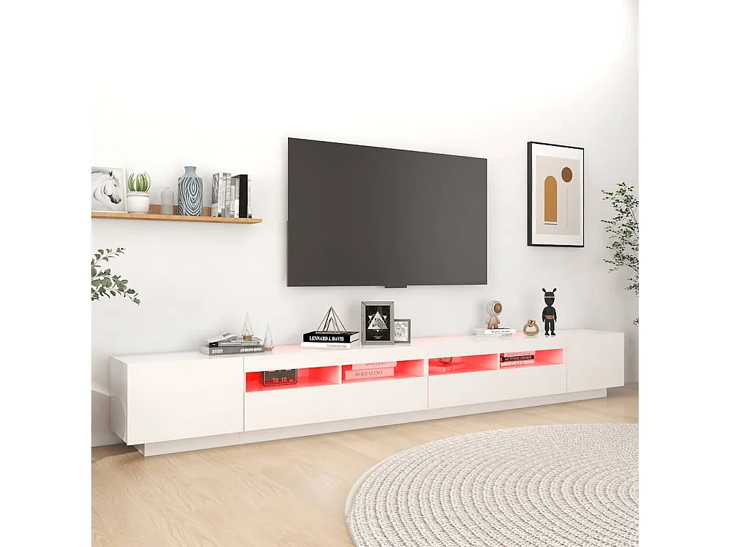 Meuble TV avec lumières LED Blanc 300x35x40 cm