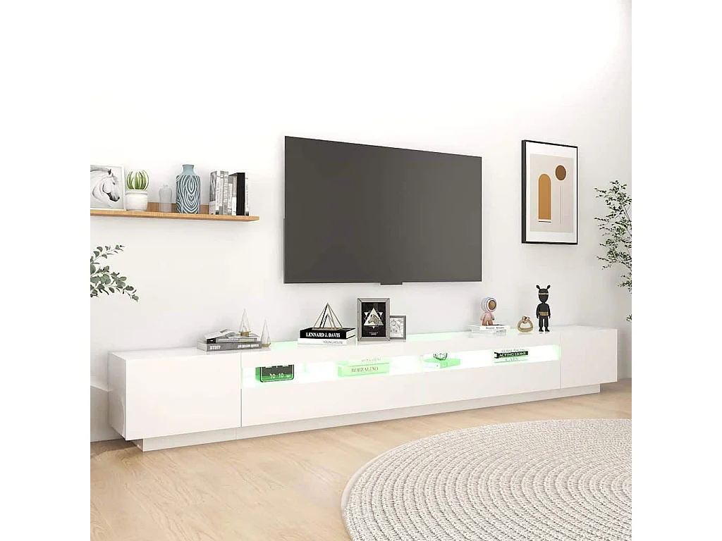Meuble TV avec lumières LED Blanc 300x35x40 cm