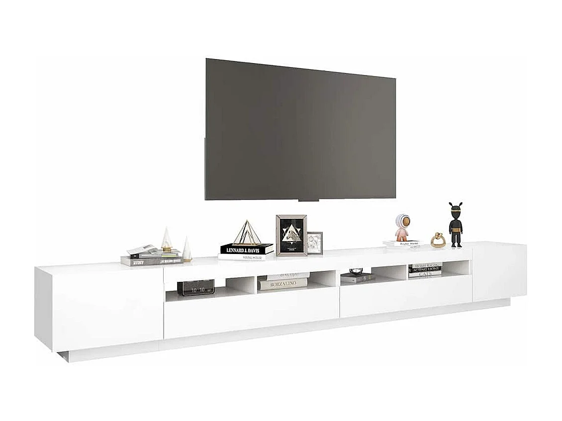 Meuble TV avec lumières LED Blanc 300x35x40 cm