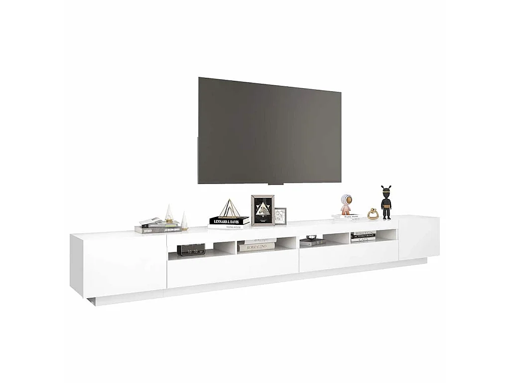 Meuble TV avec lumières LED Blanc 300x35x40 cm
