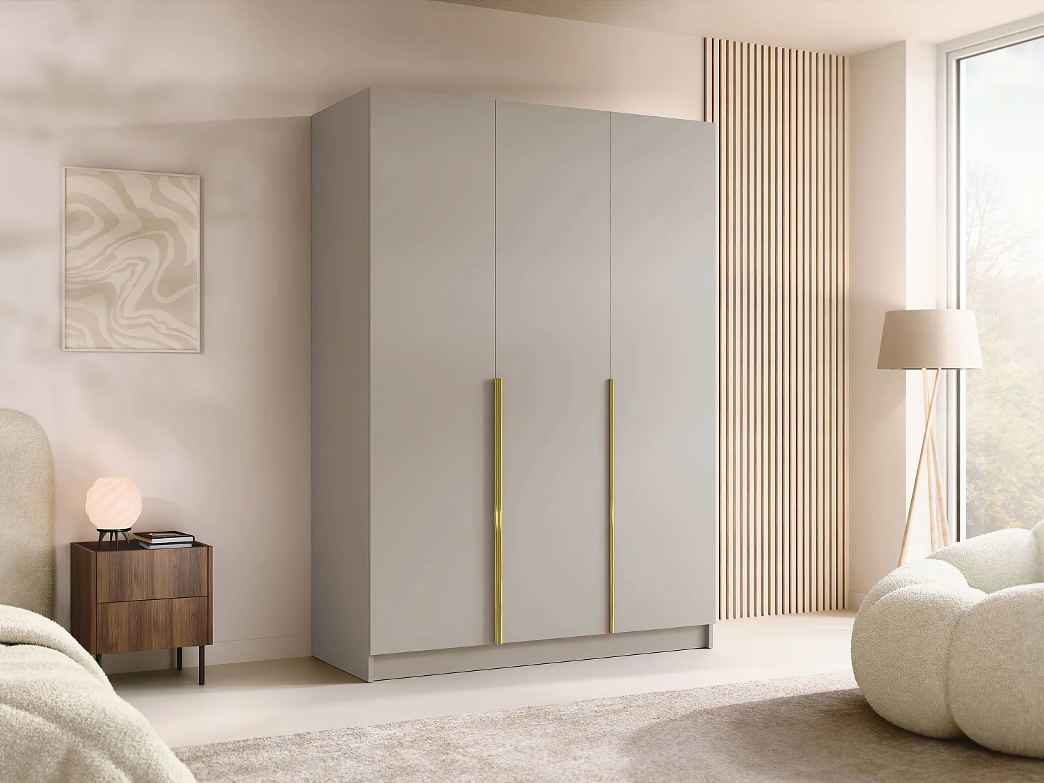 Armoire Closico Decoron I, Cachemire|Doré, 215x150x58cm