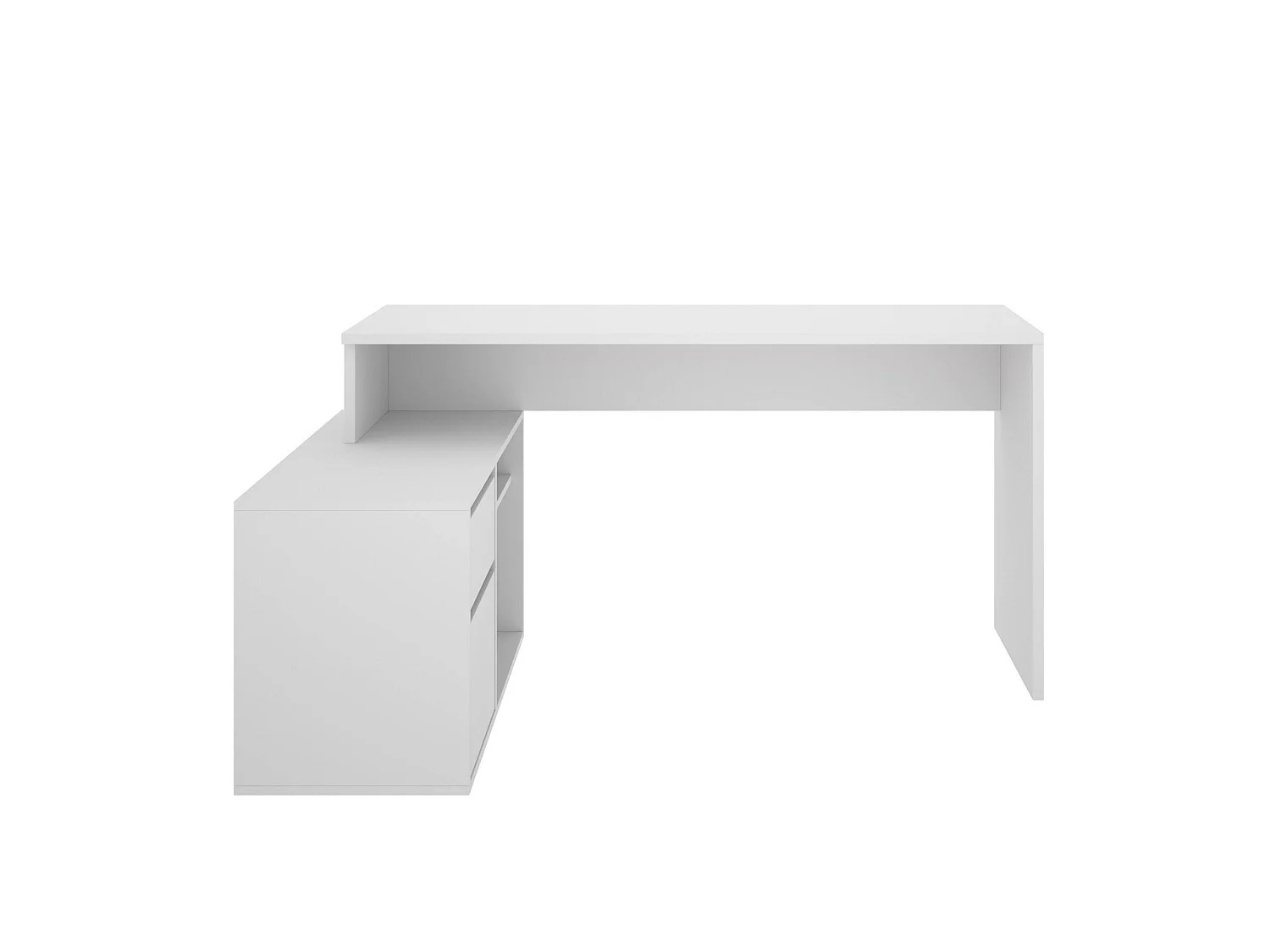 Mesa Ddiaw, Mesa multiposições para escritório ou quarto, Mesa de estudo multifuncional de canto, 139x92h75 cm, Branco
