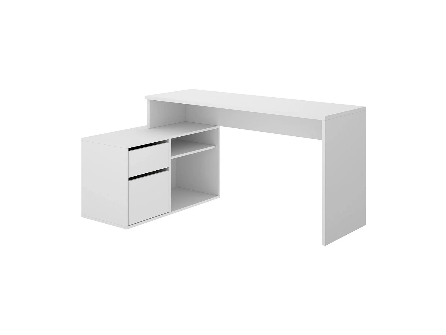 Bureau Ddiaw, Bureau multi-positions pour le bureau ou la chambre, Table d'étude d'angle polyvalente, 139x92h75 cm, Blanc