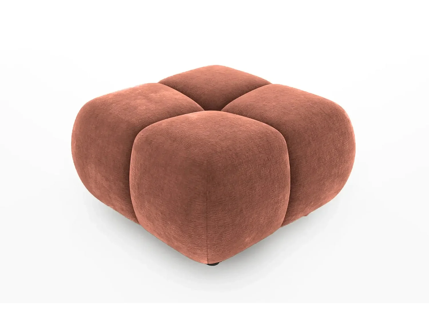 CONSTANCE - Pouf en tissu chenille Terracotta 72x72x43.5