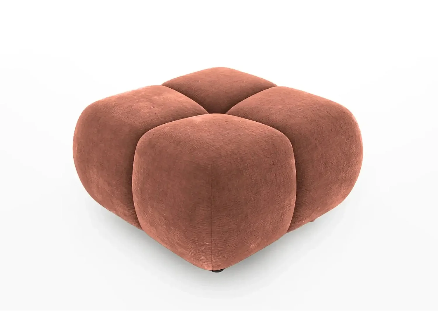 CONSTANCE - Pouf en tissu chenille Terracotta 72x72x43.5