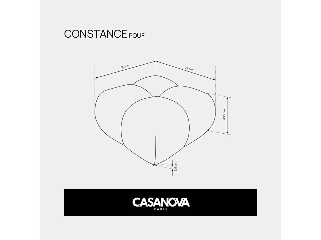 CONSTANCE - Pouf en tissu chenille Terracotta 72x72x43.5