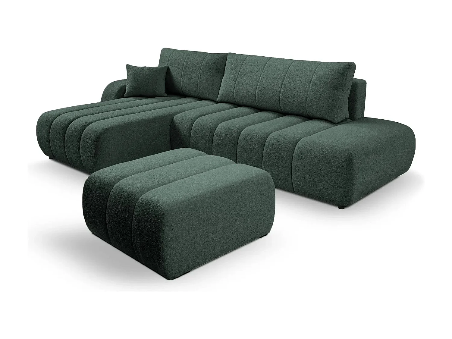 CELESTE - Pouf en tissu bouclette Vert 75x82x41