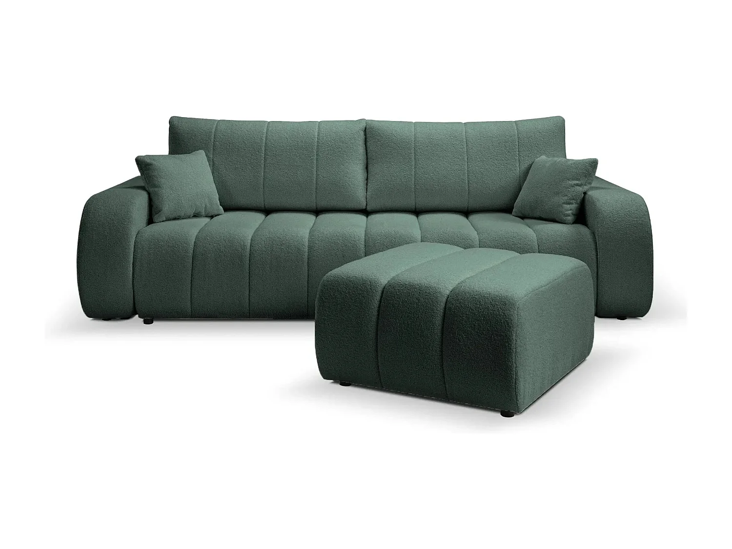 CELESTE - Pouf en tissu bouclette Vert 75x82x41