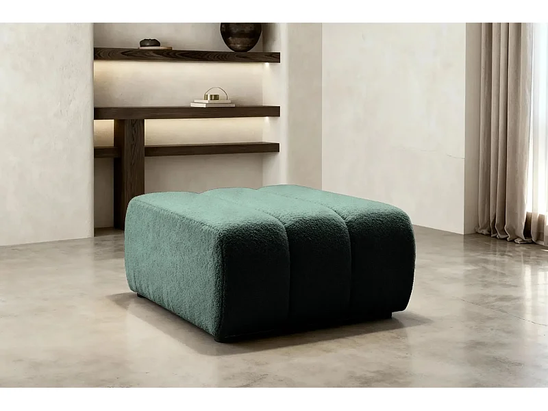CELESTE - Pouf en tissu bouclette Vert 75x82x41