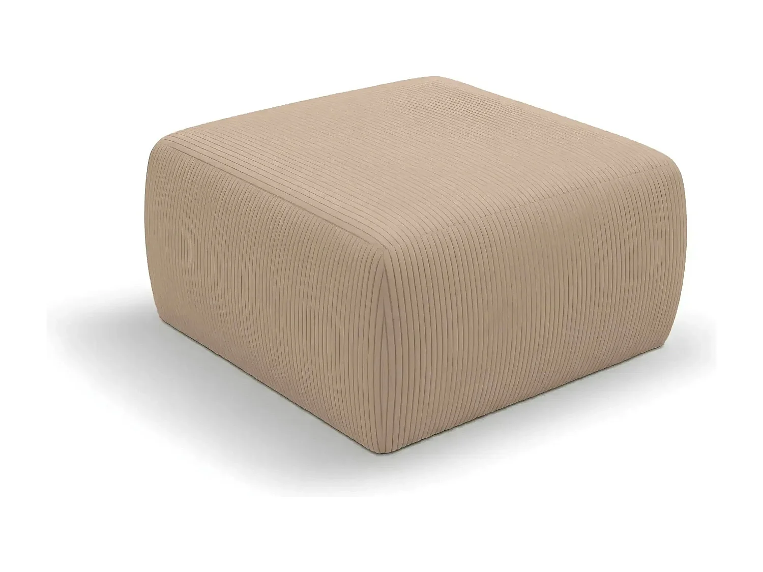 ELIO - Pouf en petit velours côtelé Café 74x74x41