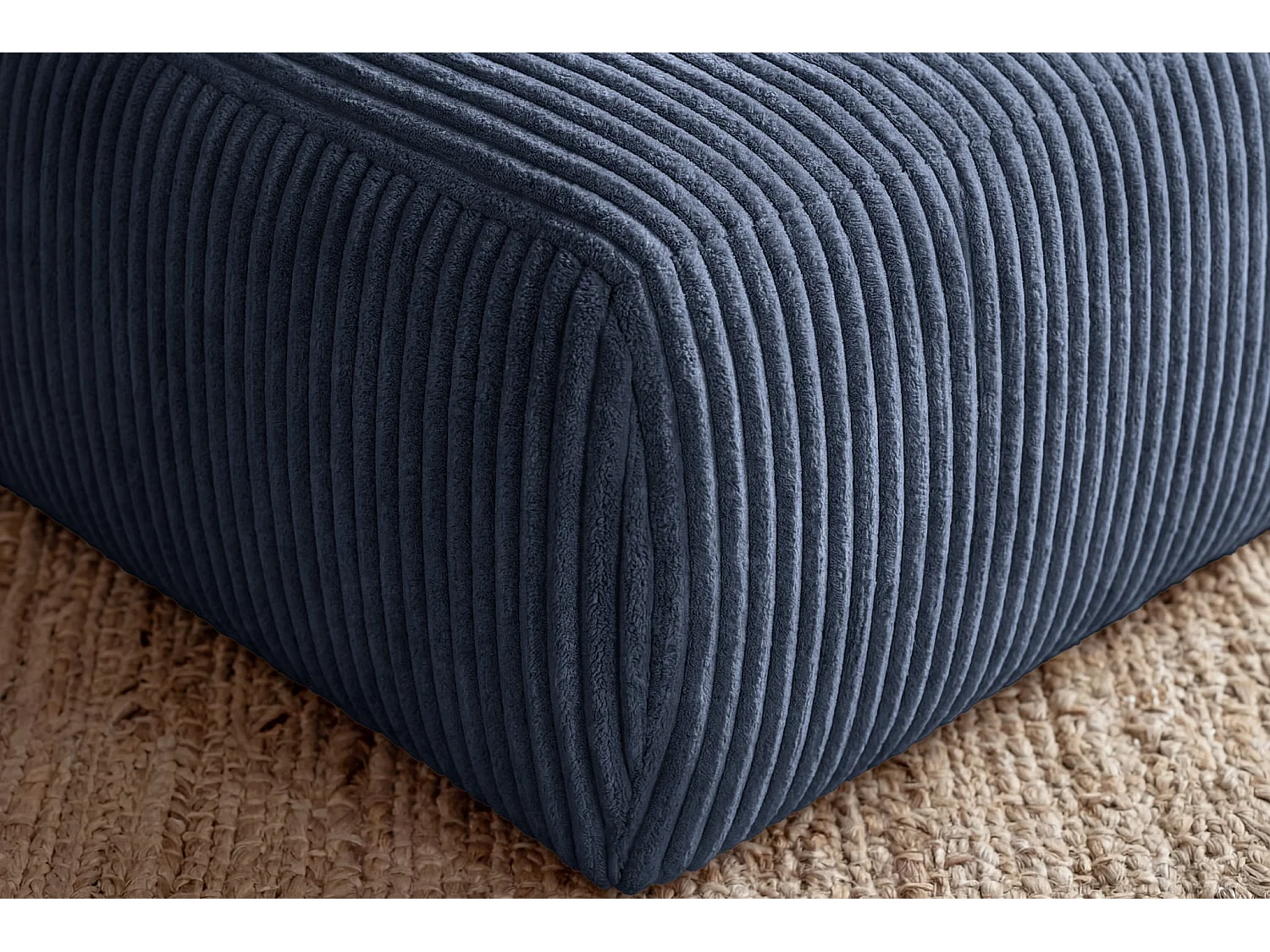 ELIO - Pouf velours côtelé - Bleu