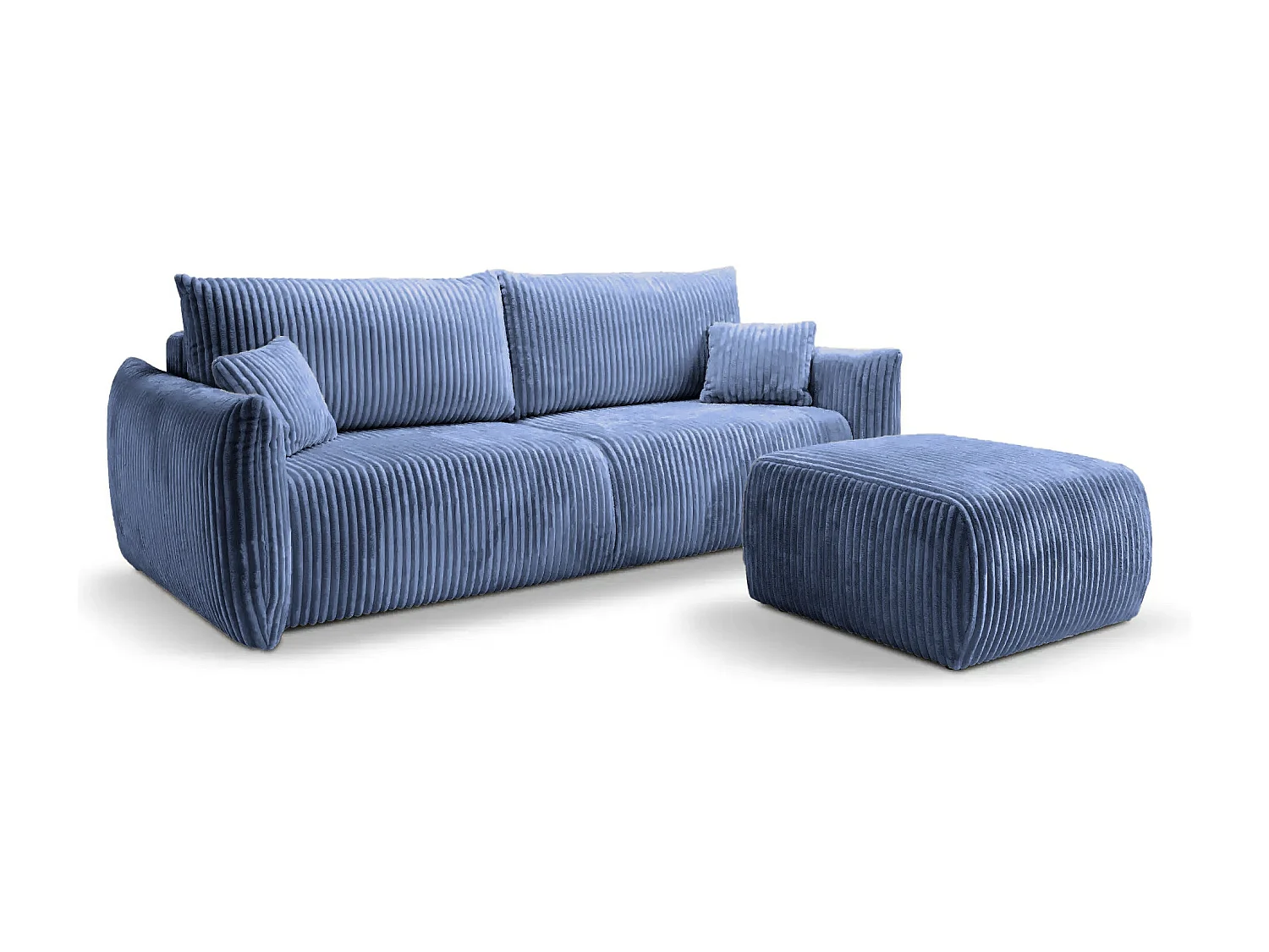 ELIO - Pouf velours côtelé - Bleu