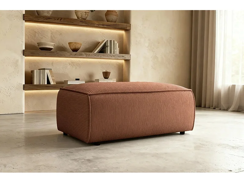 JADE - Pouf en velours côtelé Terracotta 102x69x42