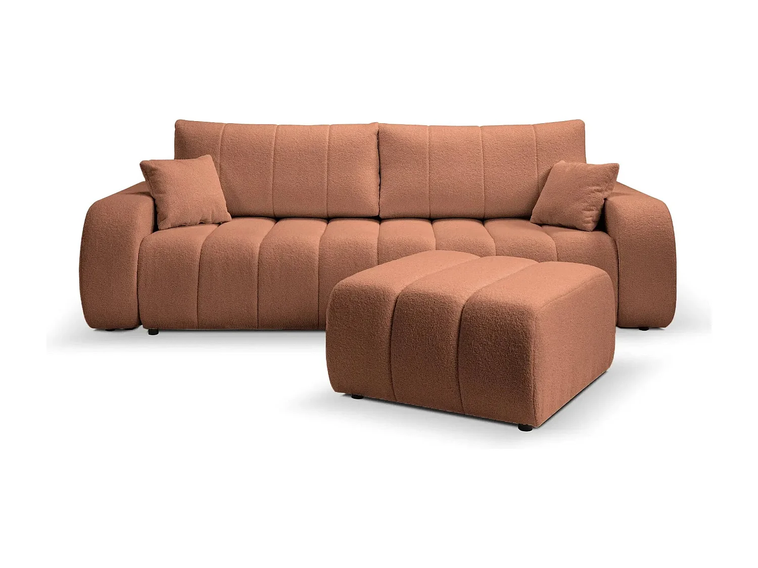 CELESTE - Pouf en tissu bouclette Terracotta 75x82x41