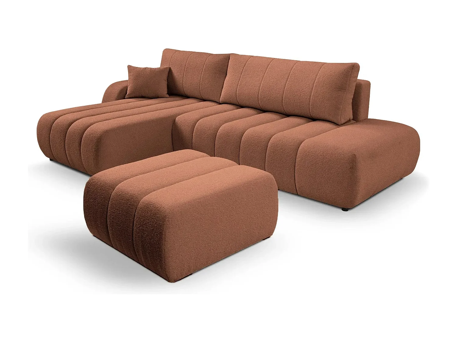 CELESTE - Pouf en tissu bouclette Terracotta 75x82x41