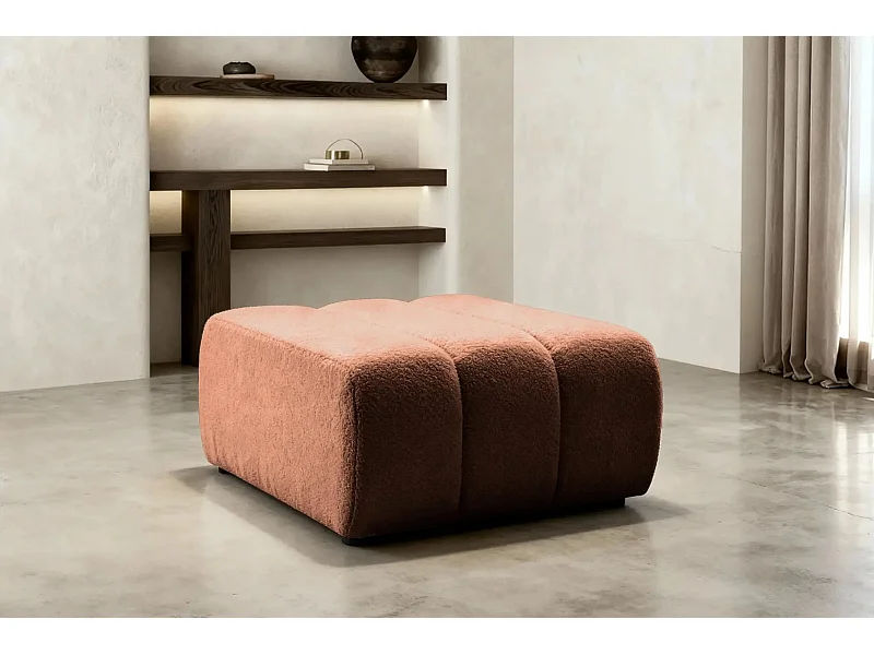 CELESTE - Pouf en tissu bouclette Terracotta 75x82x41