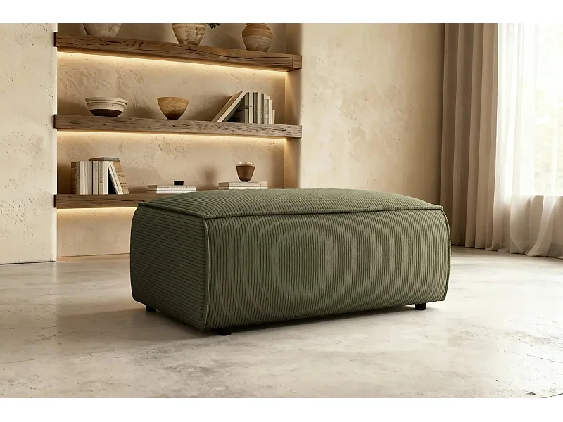 JADE - Pouf en velours côtelé Vert 102x69x42