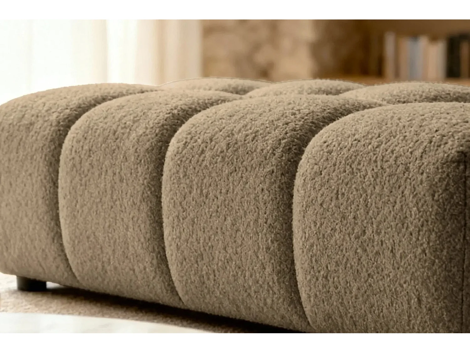 ALEXIA - Pouf en tissu bouclette Café 120x60x40