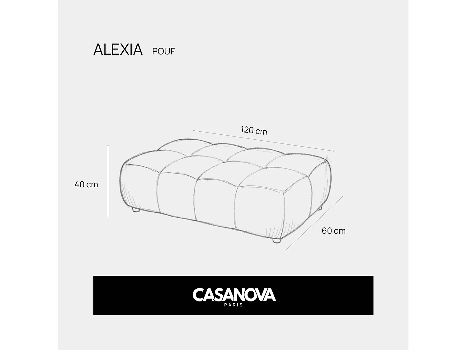 ALEXIA - Pouf en tissu bouclette Café 120x60x40