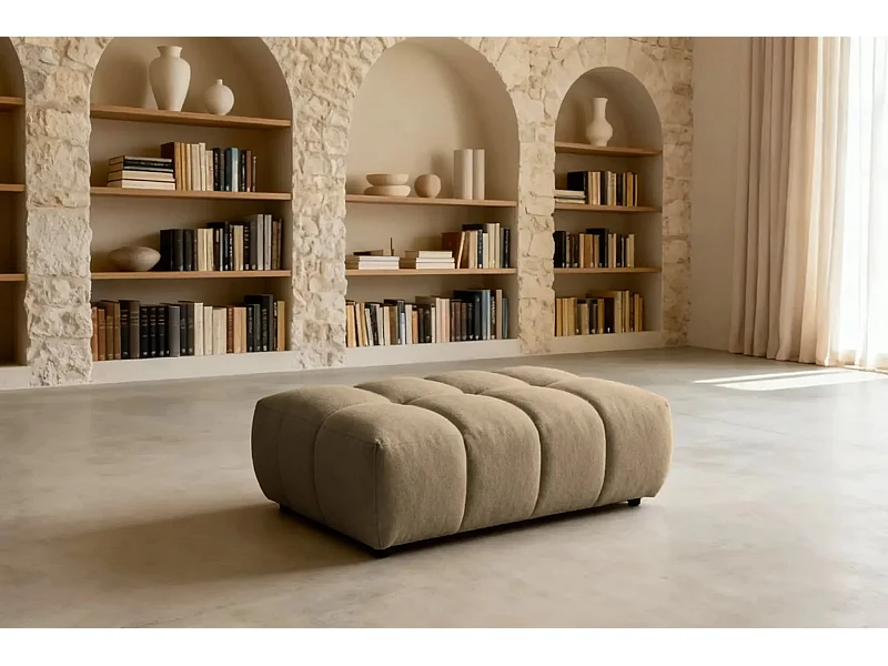 ALEXIA - Pouf en tissu bouclette Café 120x60x40