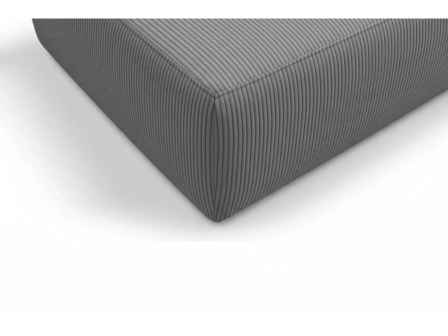 ELIO - Pouf en petit velours côtelé Gris foncé 74x74x41