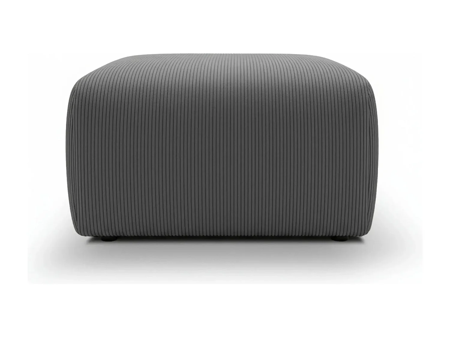 ELIO - Pouf en petit velours côtelé Gris foncé 74x74x41