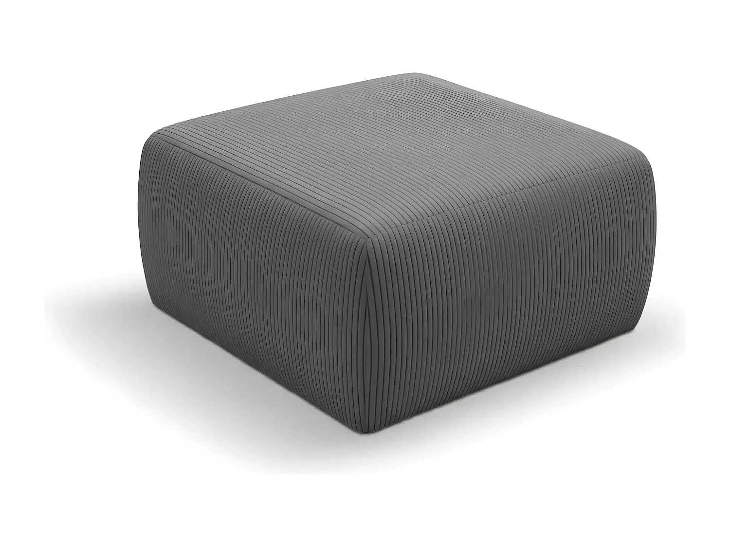 ELIO - Pouf en petit velours côtelé Gris foncé 74x74x41