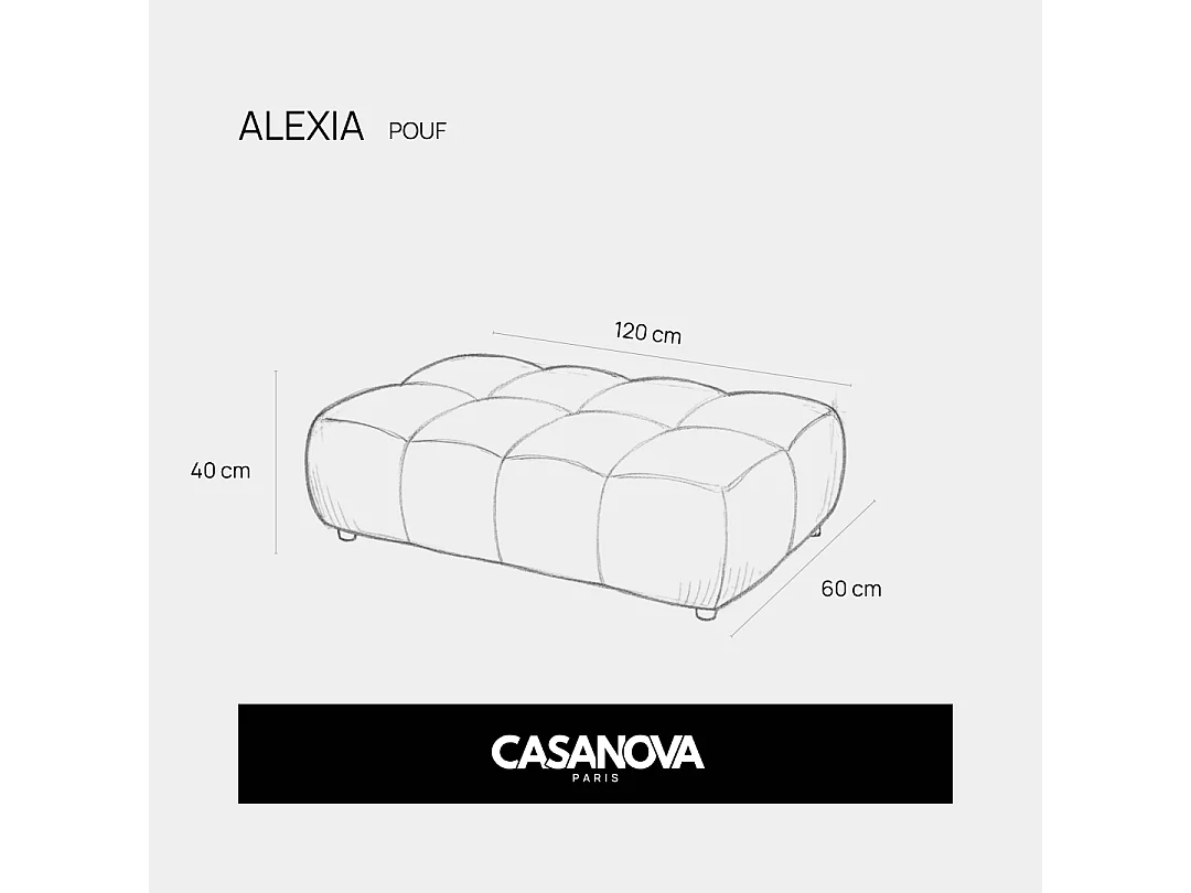 ALEXIA - Pouf tissu bouclette - Gris clair