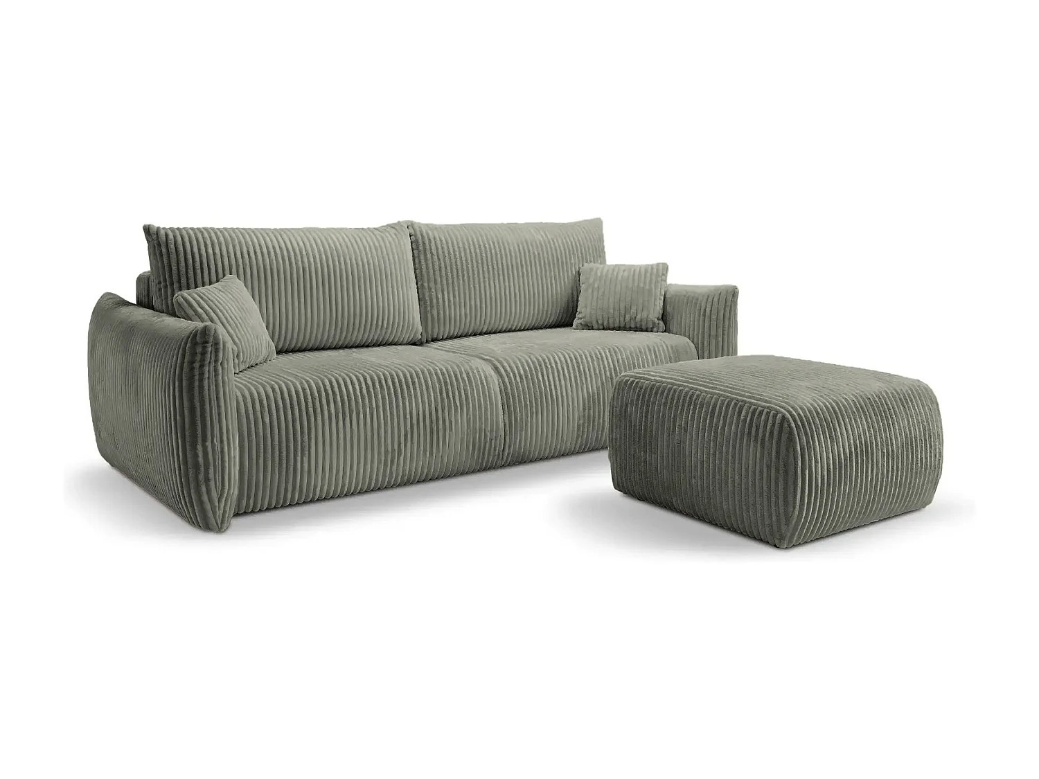 ELIO - Pouf velours côtelé - Vert