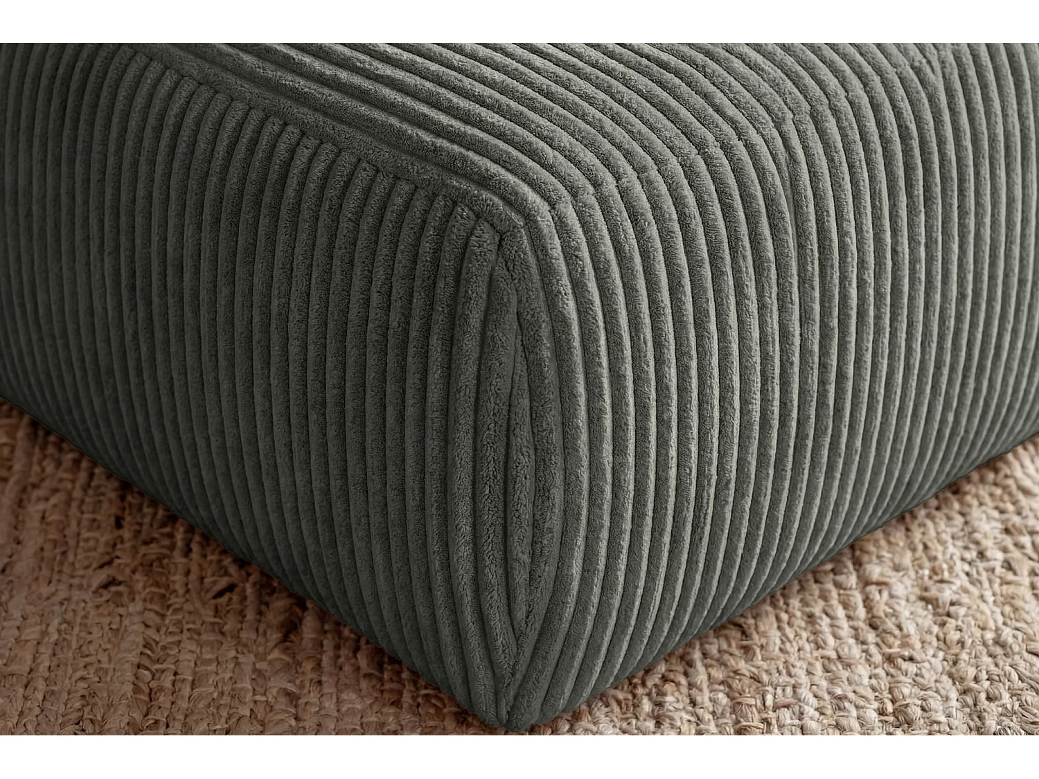 ELIO - Pouf en velours côtelé Vert 74x74x41
