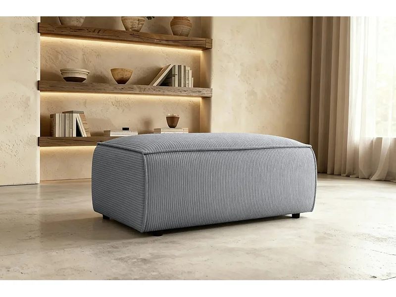JADE - Pouf en velours côtelé Gris clair 102x69x42