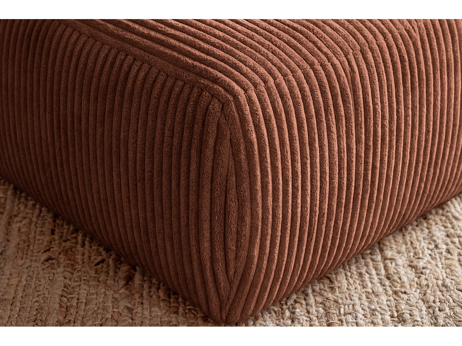 ELIO - Pouf velours côtelé - Terracotta