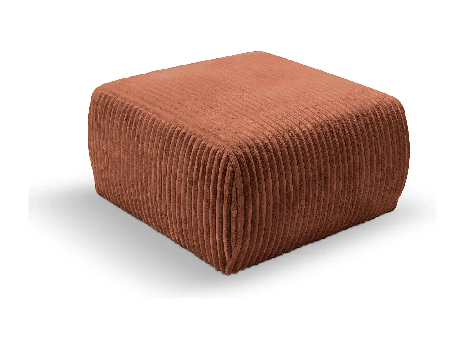ELIO - Pouf velours côtelé - Terracotta