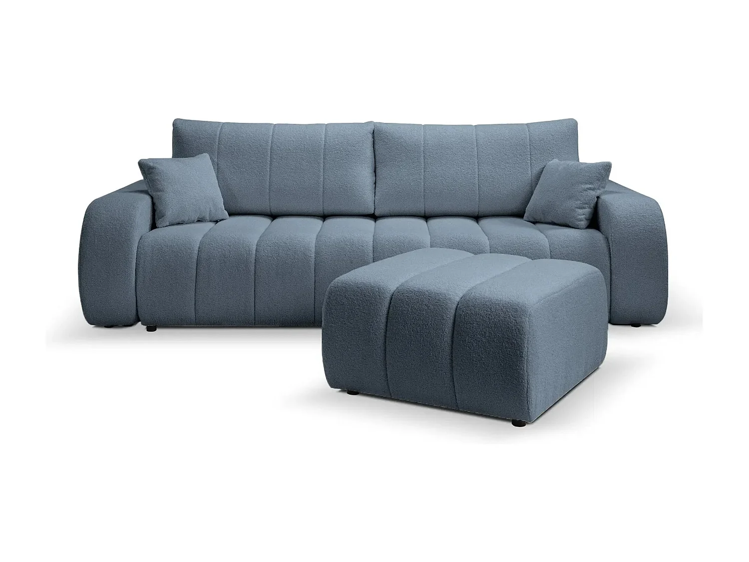 CELESTE - Pouf en tissu bouclette Bleu 75x82x41