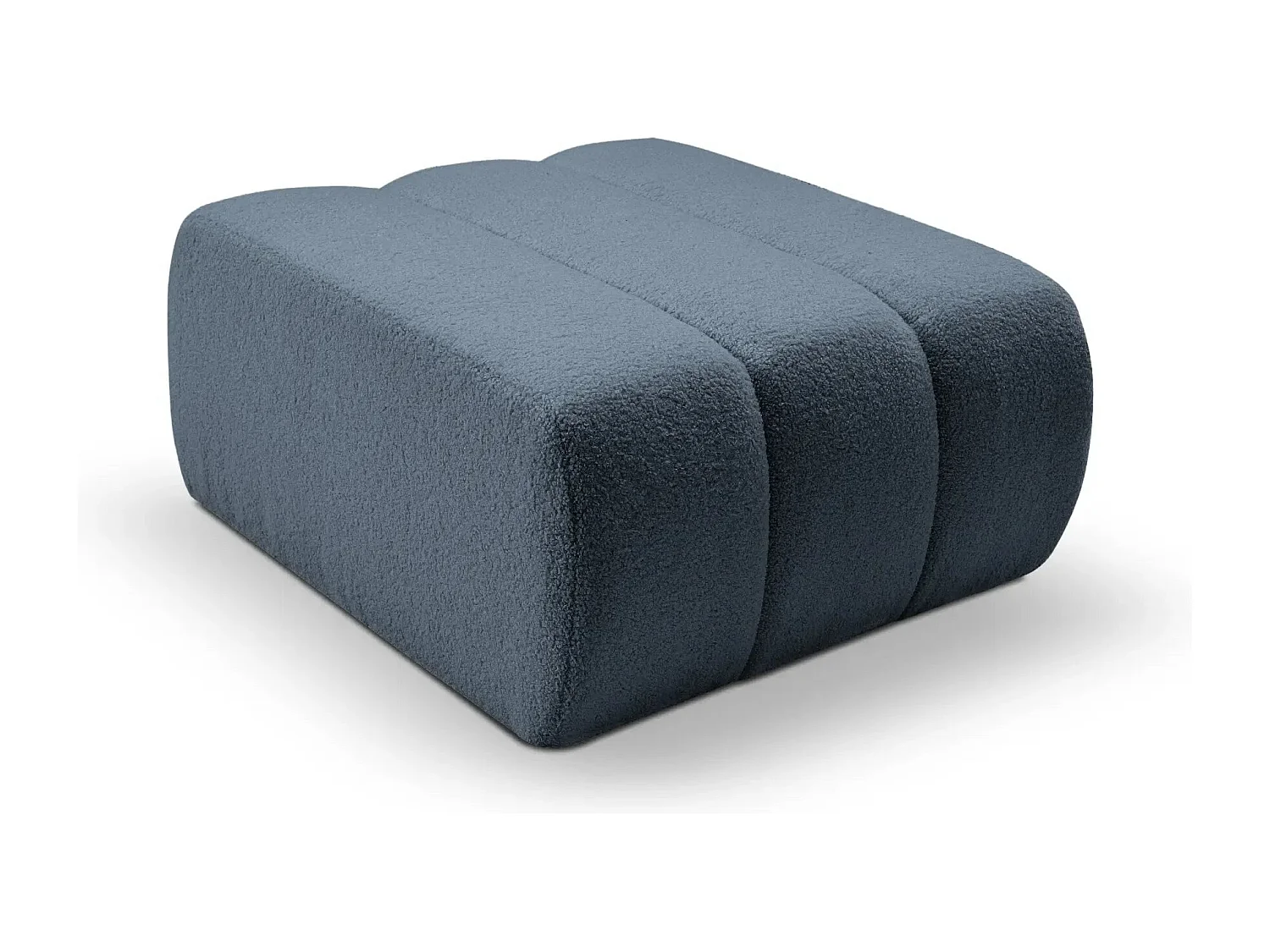 CELESTE - Pouf en tissu bouclette Bleu 75x82x41