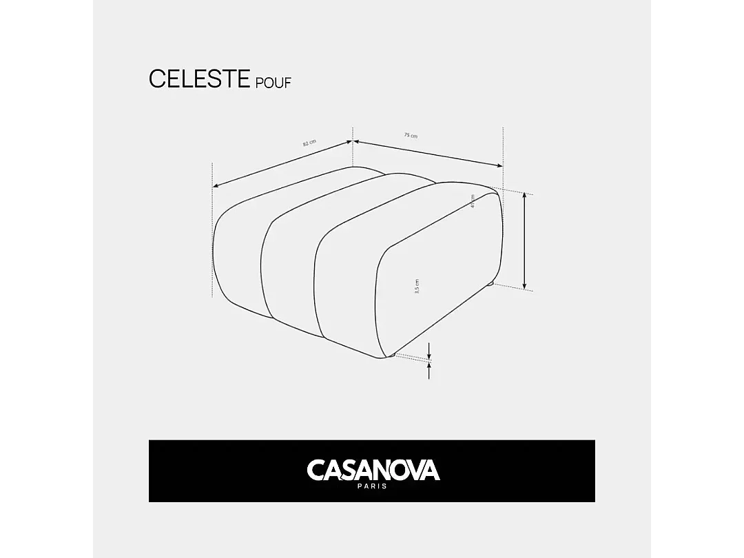 CELESTE - Pouf en tissu bouclette Bleu 75x82x41