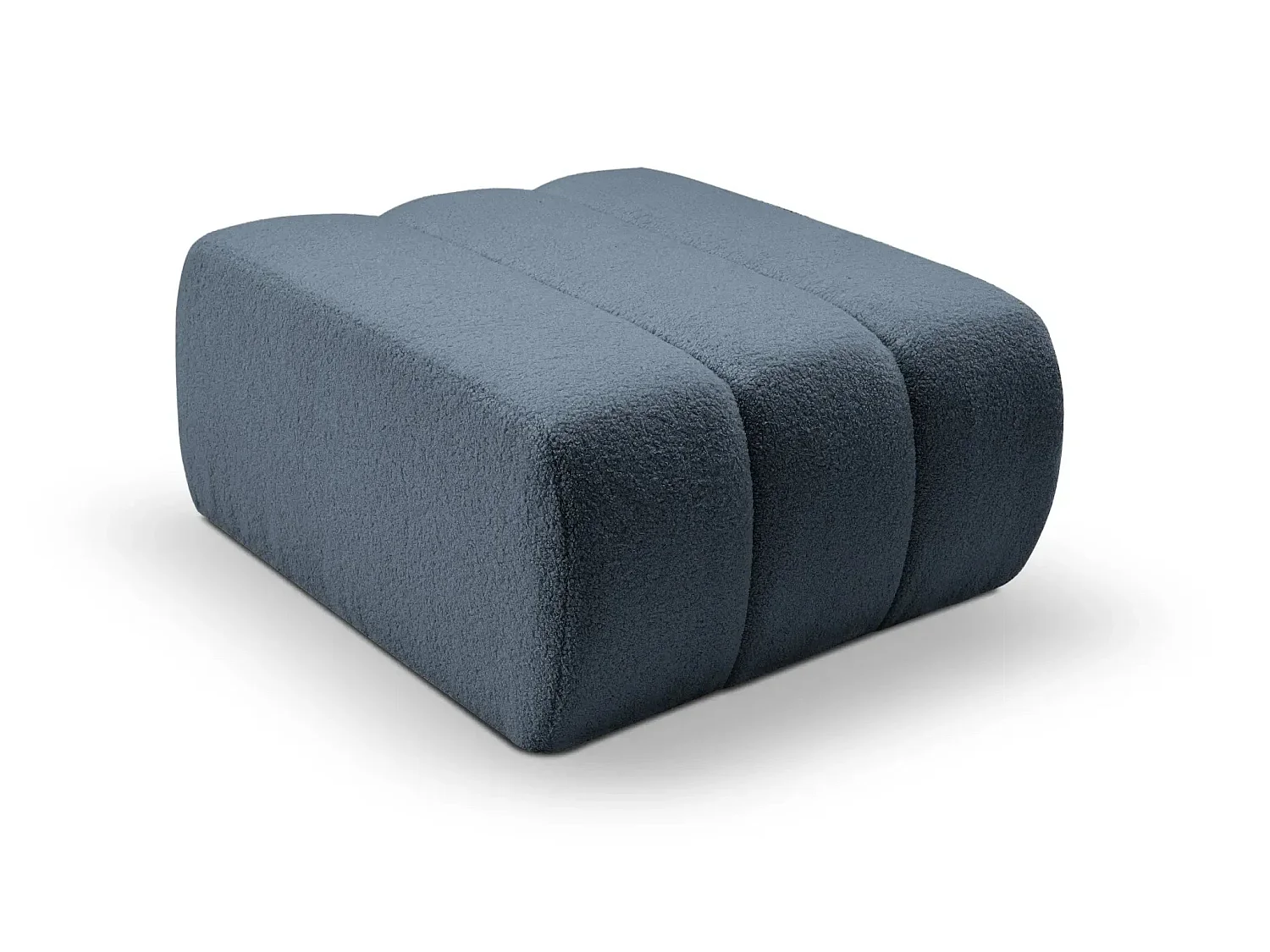 CELESTE - Pouf en tissu bouclette Bleu 75x82x41