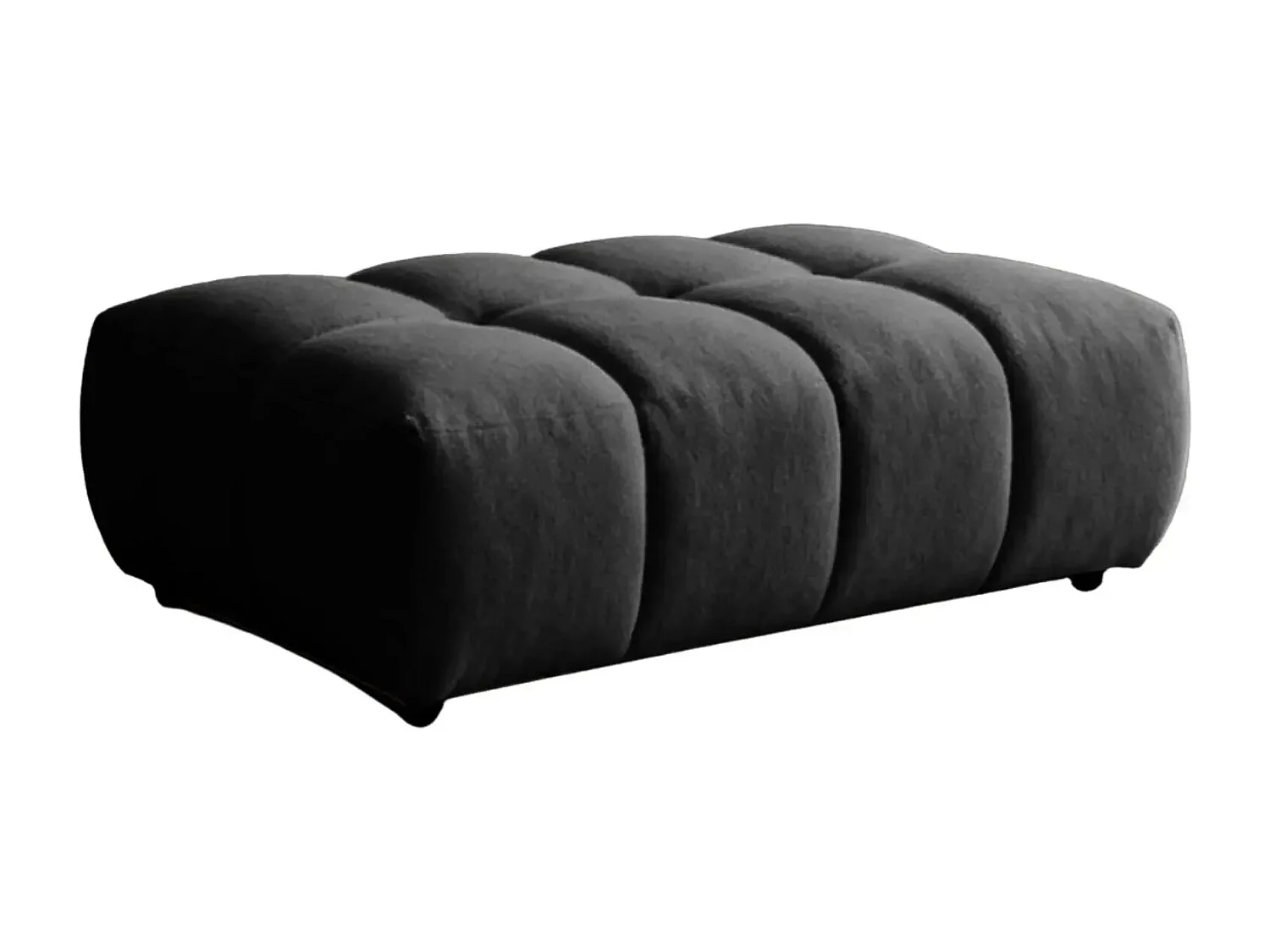 ALEXIA - Pouf tissu bouclette - Noir