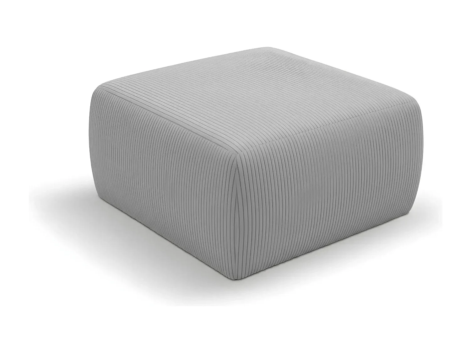 ELIO - Pouf en petit velours côtelé Gris clair 74x74x41