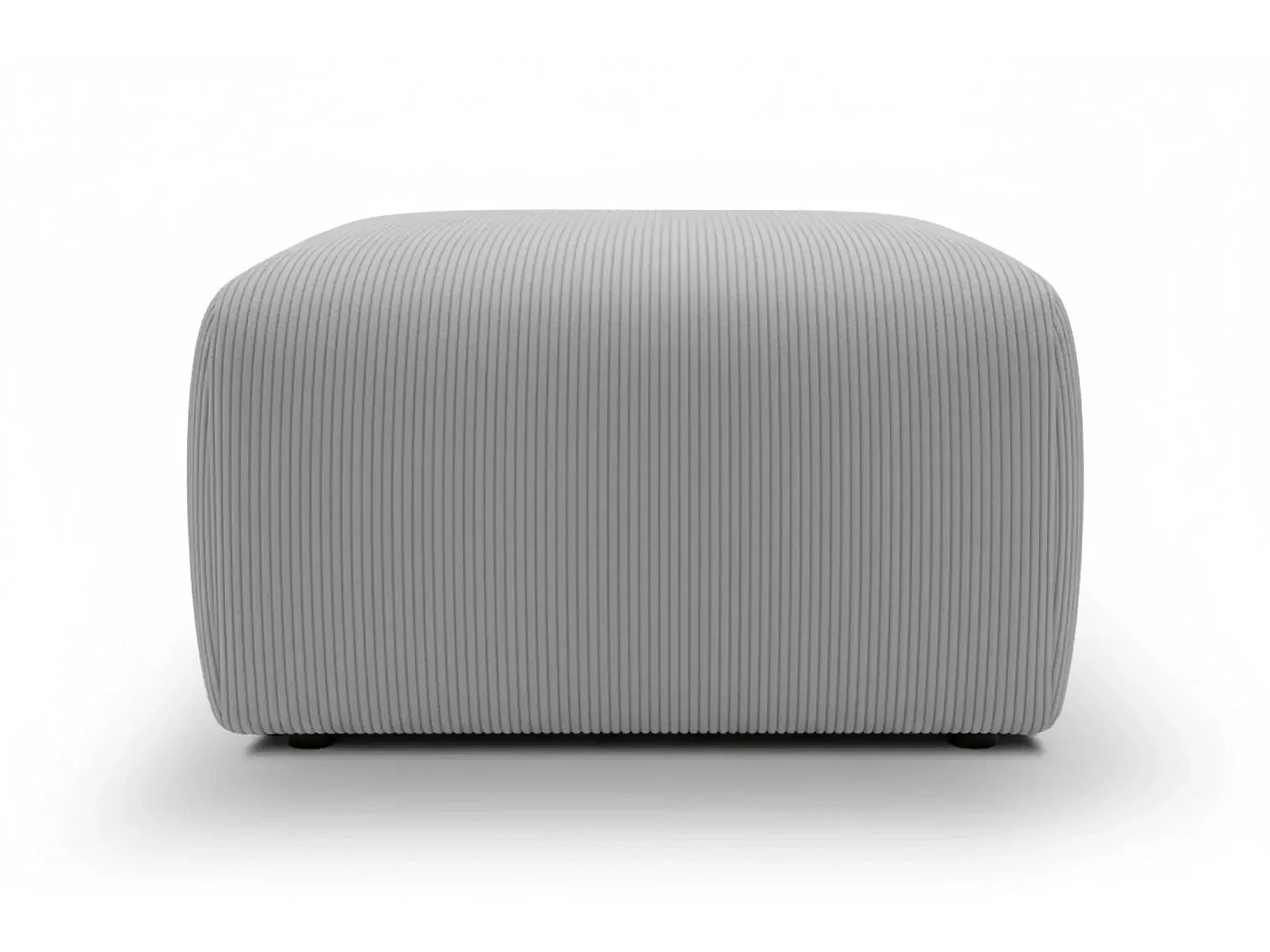 ELIO - Pouf en petit velours côtelé Gris clair 74x74x41