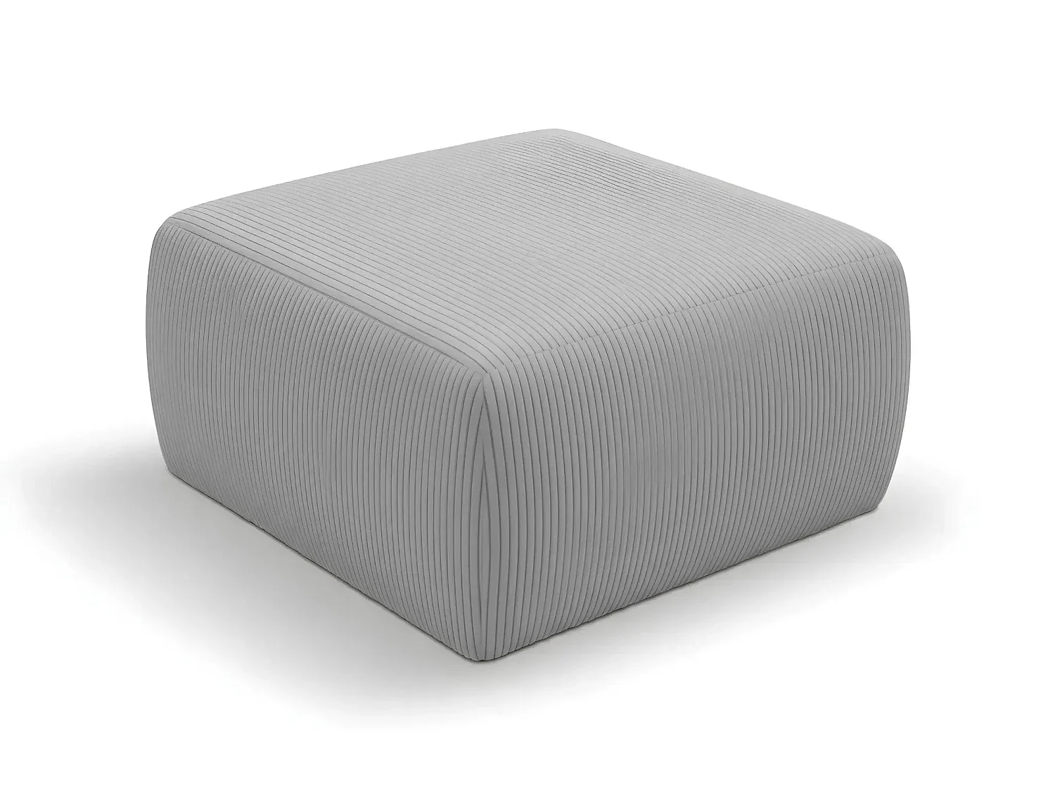 ELIO - Pouf en petit velours côtelé Gris clair 74x74x41