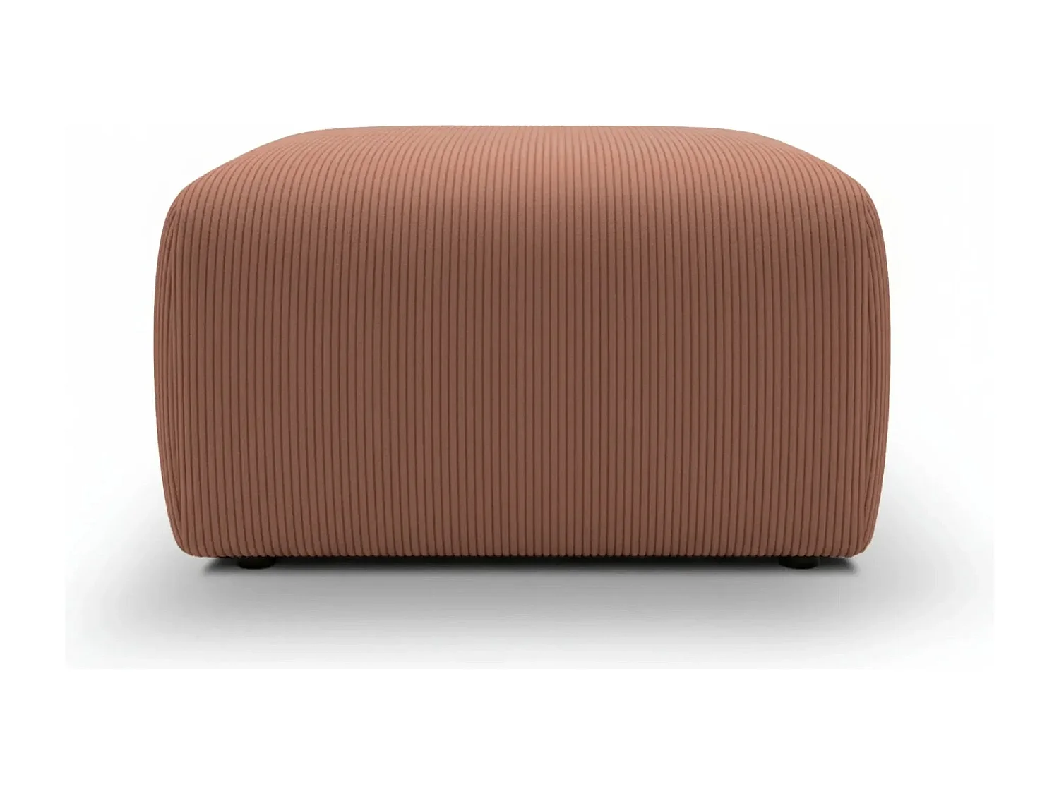 ELIO - Pouf en petit velours côtelé Terracotta 74x74x41